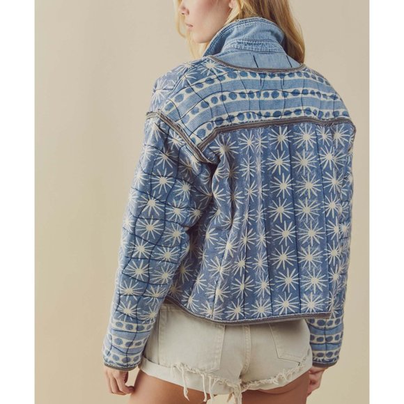 NWT Free People Kara Quilted Cardi / Pacific Combo - Picture 6 of 9